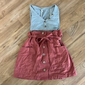 Burnt orange skirt with buttons